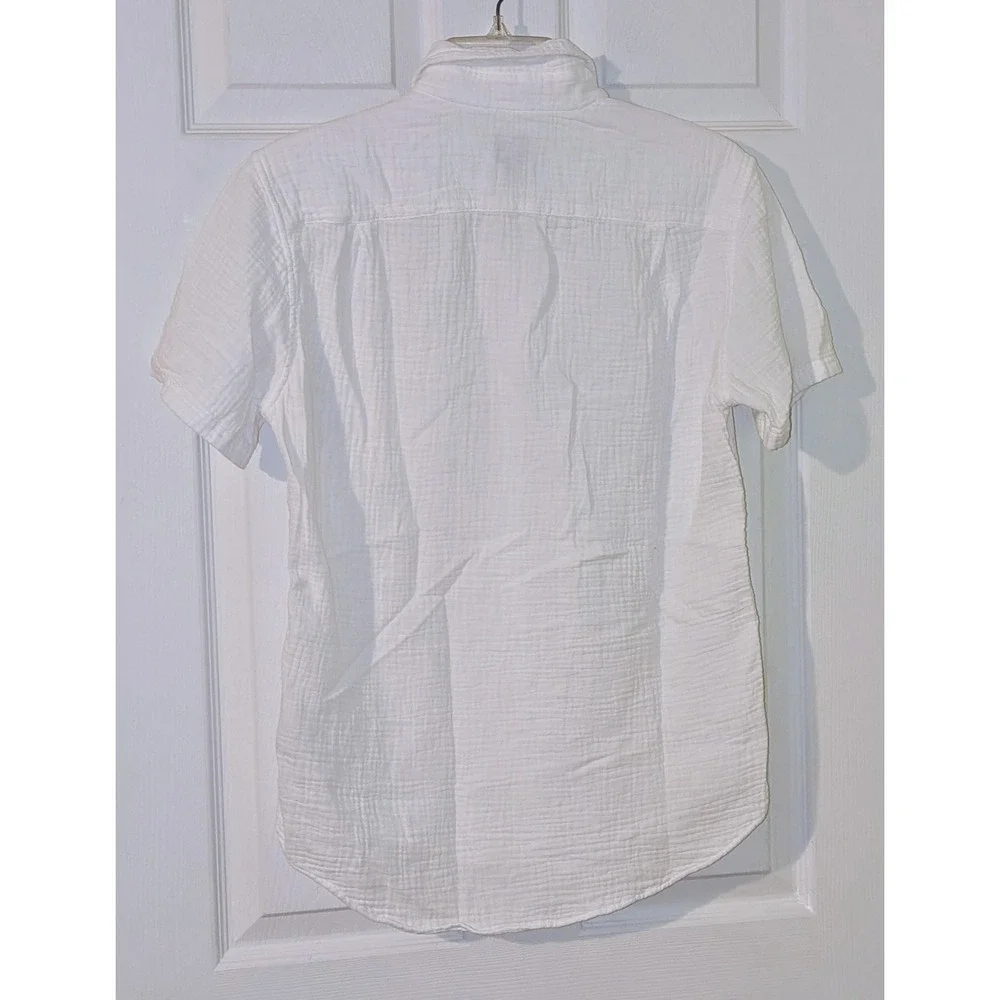 J. Crew Mens White Short Sleeve Button Down Shirt Small‎ Cotton Gauze NWOT